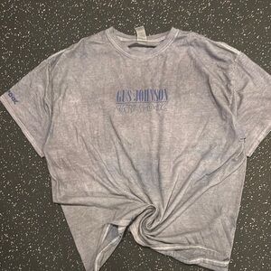 Gildan Men’s XL Heavy Cotton Grey Splotchy Dyed Base Double Graphic T Shirt